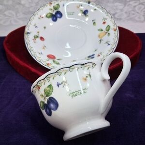 Vintage Greenwich Polo Club Teacup And Saucer Set 1999 Fruits Pattern Rare Japan